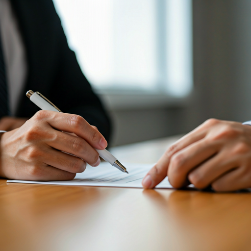 Professionelle Beratungssituation mit Fokus auf Hände und Dokument auf einem Holztisch